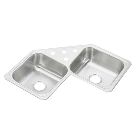 Elkay Celebrity Stainless Steel 31-7/8 X 31-7/8 X 6-7/8 Equal Double Bowl Corner Sink CCR32321